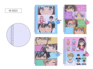 Блокнот 48л 13х18см АНИМЕ с замочком линован M-9223