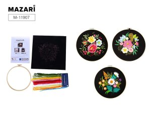 Набор для вышивания гладью 27 х 27 см в асс 3 дизайна M-11907