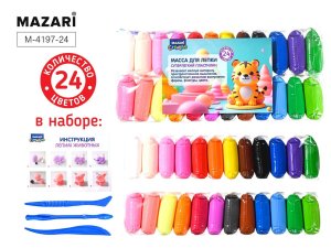 Суперлёгкий пластилин масса д/лепки 24 цв M-4197-24