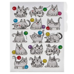 Папка уголок А4 3 отд Коты пласт 56927