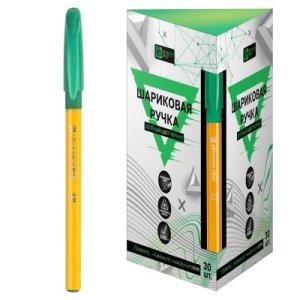 Ручка шар 1мм Зеленая трехгран 64133