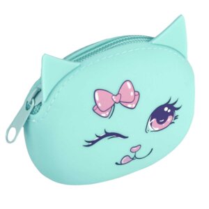 Кошелек Мятный кот 9х7х3,5см силикон молния 64594