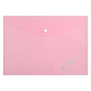 Папка конверт на кнопке А4 Пастельный розовый глиттер пластик 200мкм 65867