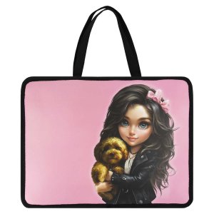 Папка для тетрадей А4 Брюнетка с собачкой пластик с ручками 69274