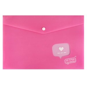 Папка на кнопке А4 пластик Сердечко на розовом 69049