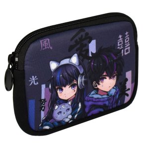 Кошелёк для банкнот и монет 12х9х1,8см Кибер аниме неопрен молния 69080