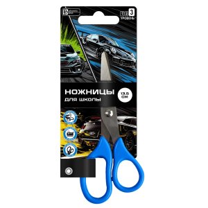 Ножницы 13,5см Неоновые тачки голубой/чёрный 69130