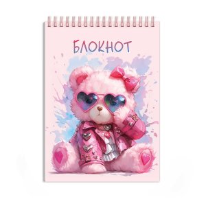 Блокнот  80л А6 РОЗОВЫЙ МИШКА Спираль 72775