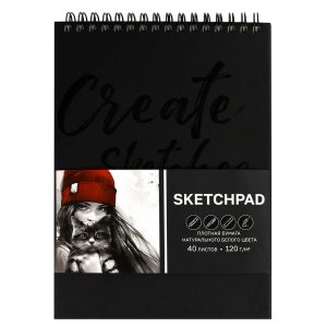 Скетчпад 40л А5+ Девушка с котом 120г/м² Спираль 70197