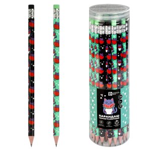 Карандаш чернографитный арт. 70082 / 36 КОТЕНОК С АРБУЗОМ (ПЭТ-тубус, 36 шт., ассорти, твердость гри