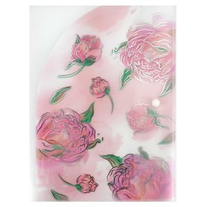 Папка для документов пластиковая арт. 65843/ 12 РОЗОВЫЙ ЦВЕТЫ (полипропилен, формат А4, 23x32 см, 2