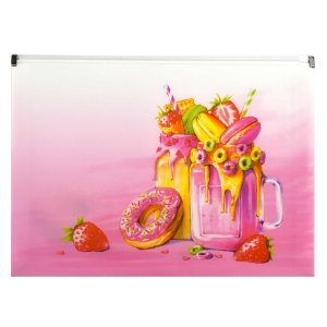 Папка для документов пластиковая Феникс+, арт. 65880/ 6 ФРУКТОВЫЕ МИЛКШЕЙКИ (полипропилен, формат А4