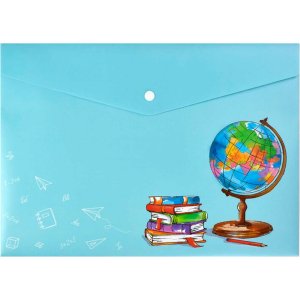 Папка на кнопке А4 пластик ГЛОБУС С КНИГАМИ 64121