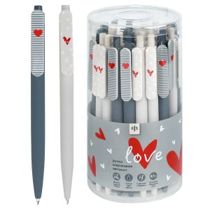 Ручка шариковая арт. 71671 / 30 С ЛЮБОВЬЮ (ПВХ тубус, 30 шт., ассорти, автоматическая, механизм ручк