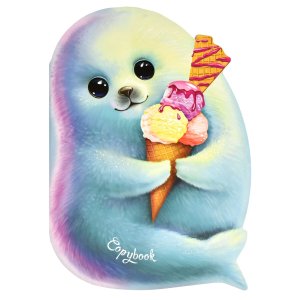 Тетрадь 40л ТЮЛЕНЬ И СЛАДКИЙ РОЖОК 180х255мм фигурная вырубка мягкий переплёт 64825