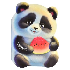 Тетрадь 40л ПАНДА И АРБУЗ 180х255мм фигурная вырубка мягкий переплёт 64828