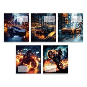 Тетрадь  12л Косая линия  70203/ 10 ОГНЕННЫЙ ДРАЙВ /А5+, мягкий переплёт