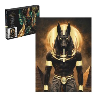 Картина по номерам с поталью на черном холсте  АНУБИС 71301