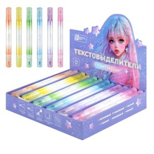 Текстовыделитель Сияющая красота с глиттером цв голубой жёлтый зелёный оранжевый 72274