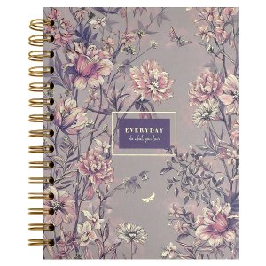 Записная книжка 96л ЦВЕТЫ НА ЛИЛОВОМ А5+ 164х204 мм твёрдый переплёт на гребне 73403