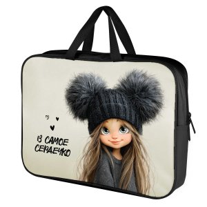 Папка для тетрадей с ручками А4 текстиль ДЕВЧОНКА В ШАПКЕ 72394