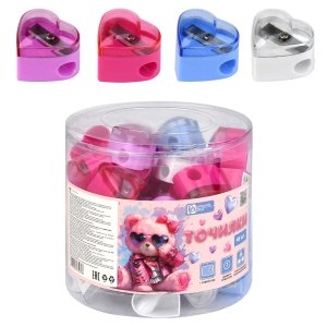 Точилка РОЗОВЫЙ МИШКА 48 шт ассорти полистирол розовый сиреневый голубой бел 72625