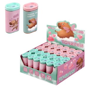 Точилка КАПИБАРА-МИЛАШКА 24 шт ассорти полистирол мятный розовый 1 отв 72689