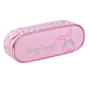 Пенал КРОЛИК С БАНТОМ овал 1 отд без наполнения 22х8.5х4.7 см полиэстер молния 72199