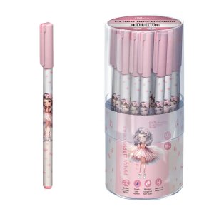 Ручка шар 0,5мм Синяя БАЛЕРИНА С ЦВЕТОЧКАМИ тубус 30 шт 72895