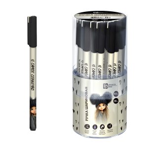 Ручка шар 0,5мм Синий ДЕВЧОНКА В ШАПКЕ  тубус 30 шт 72896