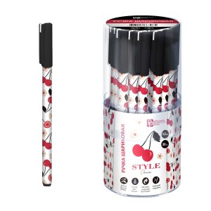 Ручка шар0,5мм Синий ВИШНИ НА БЕЛОМ тубус 30 шт 72899