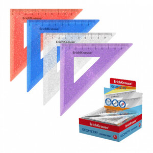 Угольник пласт ErichKrauseR Glitter 9см/45° Голубой 55526