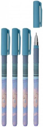 Ручка гел 0,5мм синяя FLUFFY SKY SLIM SOFT GRIP кругл корп LXGPSSG-FS1