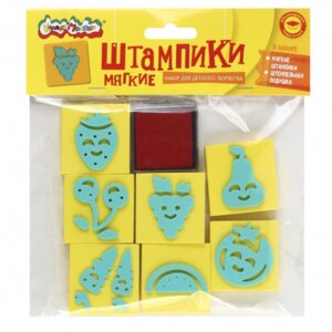 Штампики ФРУКТЫ И ОВОЩИ из ЭВА 7шт с чернилами 3+ ШКМ-У