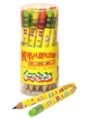 Карандаш ч/г НВ Джамбо дерев с ластиком заточ трехгран КЧТЛКМ-У