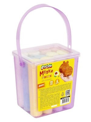 Мелки цветные 12шт ДЖАМБО круглый в ведре МАДКМ12/6