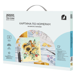Картина по номерам на холсте Подсолнухи 40*50 с поталью акриловыми красками и кистями