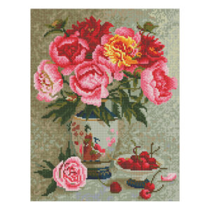 Алмазная мозаика Пионы и вишня 30х40см холст