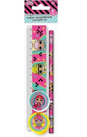Набор канц линейка 15см карандаш  точилка ластик LOL LOJB-US1-5020-H