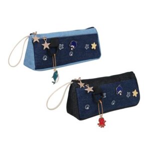 Пенал прямоугольный 23х10х6см 1отд 1карм джинс 2диз 238-315