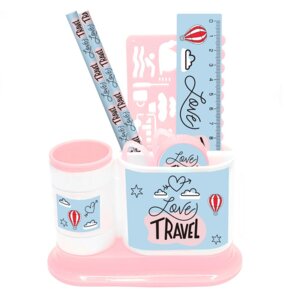 Органайзер канц 4 отд 7 предм ножн 2 кар точилка трафарет линейка подст Тревел 234-053