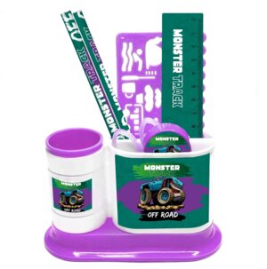 Органайзер канц 4 отд 7 предм ножн., 2 кар., точилка, трафарет, линейка, подст 234-054