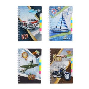 Записная книжка 19х12,7см 60л Транспорт спираль разделители 4 диз 557-061
