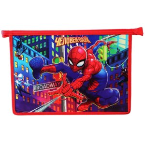 Папка для тетрадей А4 Человек паук молния сверху пластик 9438662