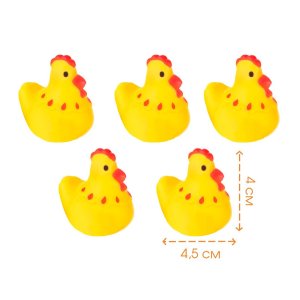 Набор резиновых игрушек для ванны Курочки 4 см С пищалкой 5 шт 1128642