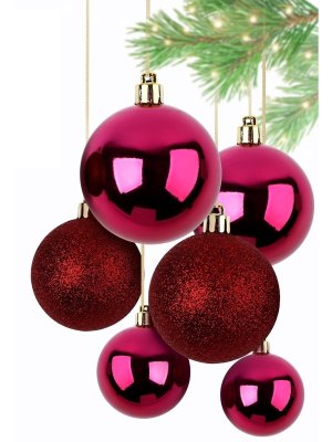 Набор шаров пластик 6см 6шт Винный 10659073
