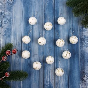 Набор шаров пенопласт 3см 12шт Золотые вкрапления 10497708