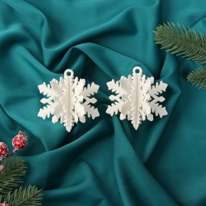 Елочное украшение Снежинка объёмная  2шт 7х6см Белый 10499902