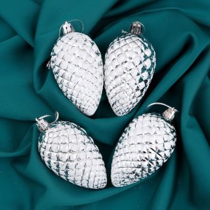 Елочное украшение Снежная шишка 4шт 7х4,5см Белый 3259670