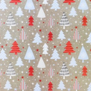 Бумага упаковочная крафт Новогодний узор 50×70см 4471611
